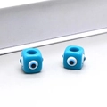 Macro detail of blue resin square evil eye beads for DIY jewelry and necklaces - N315 / Sky Blue Eye