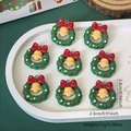Christmas wreath pendants with red bows and yellow bells for DIY jewelry making - Wreath Style C