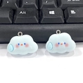 Cute light blue cartoon cloud resin charms with blue teardrop and silver metal loops - W273 / Blue