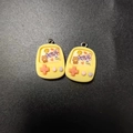Cute yellow resin game console charms with cartoon bear design and metal loop - Yellow