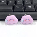 Cute pink resin cloud charms with cartoon faces and silver loops for DIY jewelry making - W273 / Purple