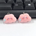 Pink cartoon cloud resin charms with funny expression for DIY necklace making - W273 / Pink