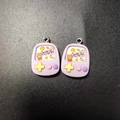 DIY light purple resin handheld game console charm with win logo and bear design - Purple