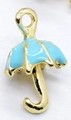 Ciondolo a ombrello in smalto blu dorato per creazione di gioielli e accessori fai da te - Ombrello Celeste