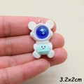 Cute resin astronaut bear pendant measuring 3.2x2cm for DIY jewelry making - Rabbit Holding Blue Planet