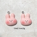 Cute pink rabbit resin pendant charms for DIY jewelry making 2.6x2.1cm pair - F312 / Rabbit Head