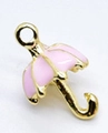 Ciondolo a ombrello in smalto rosa e metallo dorato per gioielli fai-da-te e hobby - Ombrello Rosa