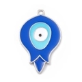 Ciondolo Evil Eye blu a forma di tulipano con finitura in smalto e bordo metallico - Bocciolo Blu Argento
