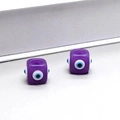 Perles carrées en résine violette avec œil grec pour la création de bijoux DIY - N315 / Oeil Violet