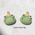 Cute green resin frog charms with tiny yellow crowns for DIY jewelry and keychains - F312 / Crown Frog Head