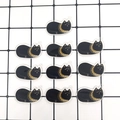 Lot de 10 breloques chat en acrylique noir de style égyptien avec motifs dorés DIY - Style de Chat Accroupi (N51)