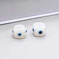 Perles oeil bleu carrées en résine blanche pour la création de bijoux artisanaux diy - N315 / Yeux blancs