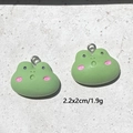 Cute green cartoon frog resin pendants for DIY jewelry with silver metal rings - F312 / Pink Blush Frog