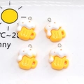 Creative 4-piece resin beer mug pendant set for DIY jewelry and keychain charms - Beer