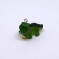 Cute green crocodile resin charm with yellow belly and silver ring for DIY jewelry making - Crocodile