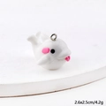 White dolphin resin charm with pink blush and silver ring for DIY jewelry making - White Whale