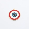 Detail of red Evil Eye alloy pendant with concentric circles for DIY jewelry making - Red Round