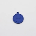 Detailed view of blue Elizabeth II embossed round coin pendant with matte finish - Deep Blue Portrait