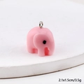 Pink resin elephant charm with silver ring for DIY jewelry making 2.1x1.5cm size - Pink Elephant