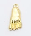 Golden alloy foot-shaped pendant with a textured hammered finish for DIY jewelry making - Sole Shape / Gold