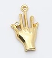 Ciondolo a forma di mano dorata in lega con strass per creazione gioielli fai da te - Gesto del Pollice che tiene uno Strass / Oro