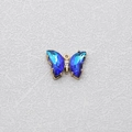 Pendentif papillon bleu foncé scintillant avec base dorée et ailes en cristal - Papillon Bleu Océan