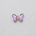 Pendentif papillon en cristal violet avec cadre doré et zircons étincelants - Papillon violet clair