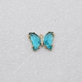 Pendentif papillon en cristal bleu ciel plaqué or avec accents de zircons blancs - Papillon Bleu Ciel