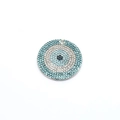 Runder Evil Eye Anhänger aus Legierung mit blauen Kristallen für DIY-Schmuck - Silber Himmelblau
