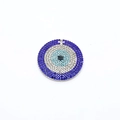 Runder Evil Eye Anhänger mit blauen und weißen Kristallen für DIY-Schmuck - Silber Dunkelblau