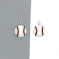 DIY baseball resin charms with red stitching and silver rings for keychains and jewelry - Baseball Style