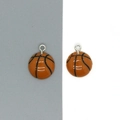 DIY resin basketball charms with orange texture and silver loops for jewelry making - Brown Basketball Style