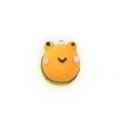 Cute resin frog burger animal pendant with silver metal loop for DIY keychains - Frog Burger