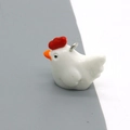 Detailed view of cute ceramic chicken pendant with silver metal ring for DIY jewelry making - Chicken Style (F150)