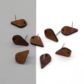 Eight minimalist teardrop wooden earring studs with silver needles for DIY jewelry making - Pointed Drop Style (C563-12)