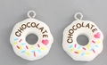 Resin donut pendant with chocolate text and colorful sprinkles for DIY jewelry - White Donut