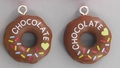 Chocolate brown resin donut charms with 'CHOCOLATE' text and colorful sprinkles for DIY crafts - Brown Donut
