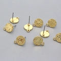 Clous d'oreilles ronds dorés à texture martelée avec boucles pour création de bijoux - Z01 / Or