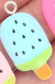 Blue and green resin ice cream popsicle pendant charm with silver metal ring - Sky Blue