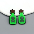 Colgantes de botella de veneno verde neón con calavera para joyas de Halloween DIY - D192 / Botella de Veneno Verde Fluorescente