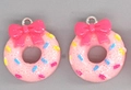 Ciondoli a ciambella in resina rosa con fiocco e granelli colorati per gioielli DIY - Ciambella Rosa
