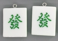 Hars Mahjong 'Fa' bedeltjes in groen en wit voor creatieve DIY-sieradenaccessoires - Rijkdom