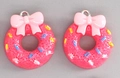 Ciondoli a forma di ciambella rosa con fiocchi per orecchini e gioielli fai da te - Donut Rosso
