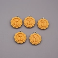 Five pieces of yellow resin mooncake pendants with Mid-Autumn Festival relief and metal rings - Mid-Autumn Mooncake