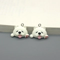 Paire de pendentifs Samoyède mignons en résine avec anneaux argentés pour bijoux - Style Samoyède (Chien Blanc)