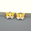 Pendentifs chiot Corgi mignons en résine avec anneaux pour bijoux DIY artisanat - Style Corgi (Corgi Blanc Jaune)