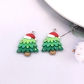 Cartoon green Christmas tree pendant with red hat for DIY jewelry making accessories - Christmas Tree