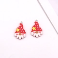 Cute cartoon Santa Claus charms with red pointed hats and silver metal rings for DIY - Santa Head
