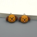 Breloques chiot mignon en résine orange avec anneaux métalliques pour bijoux DIY - Style Teddy (Chien Brun)