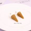 Detail showing artificial ice cream cone pendant with waffle texture and metal loop - Ice Cream Style (K76)